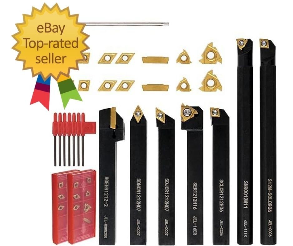 21 PCS Kit,Indexable Lathe Turning Tool,1/2" 12mm Shank,7Pcs Metal 0.5 inches