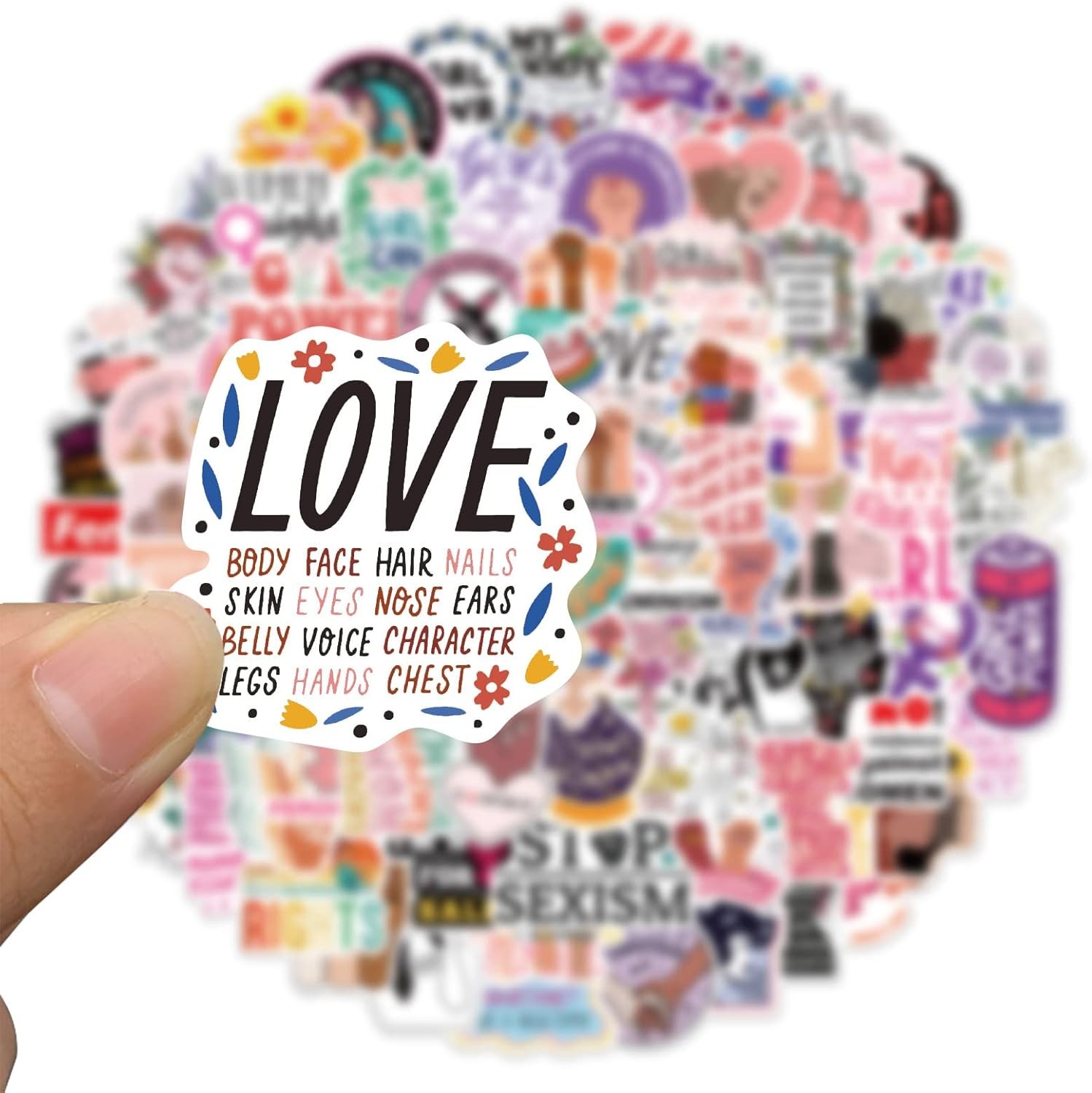 100Pcs Inspirational Feminist Stickers Pack,Girl Power Rights Feminism Colorful