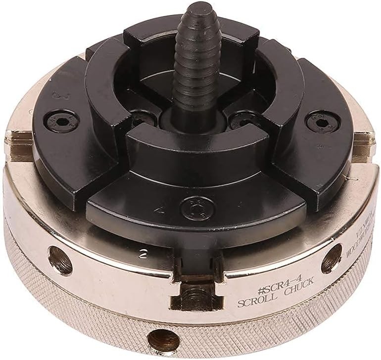 4INCH 4-Jaw Self-Centering Wood Lathe Chuck, 2" Round Jaw Mounted, 1"x8TPI threa