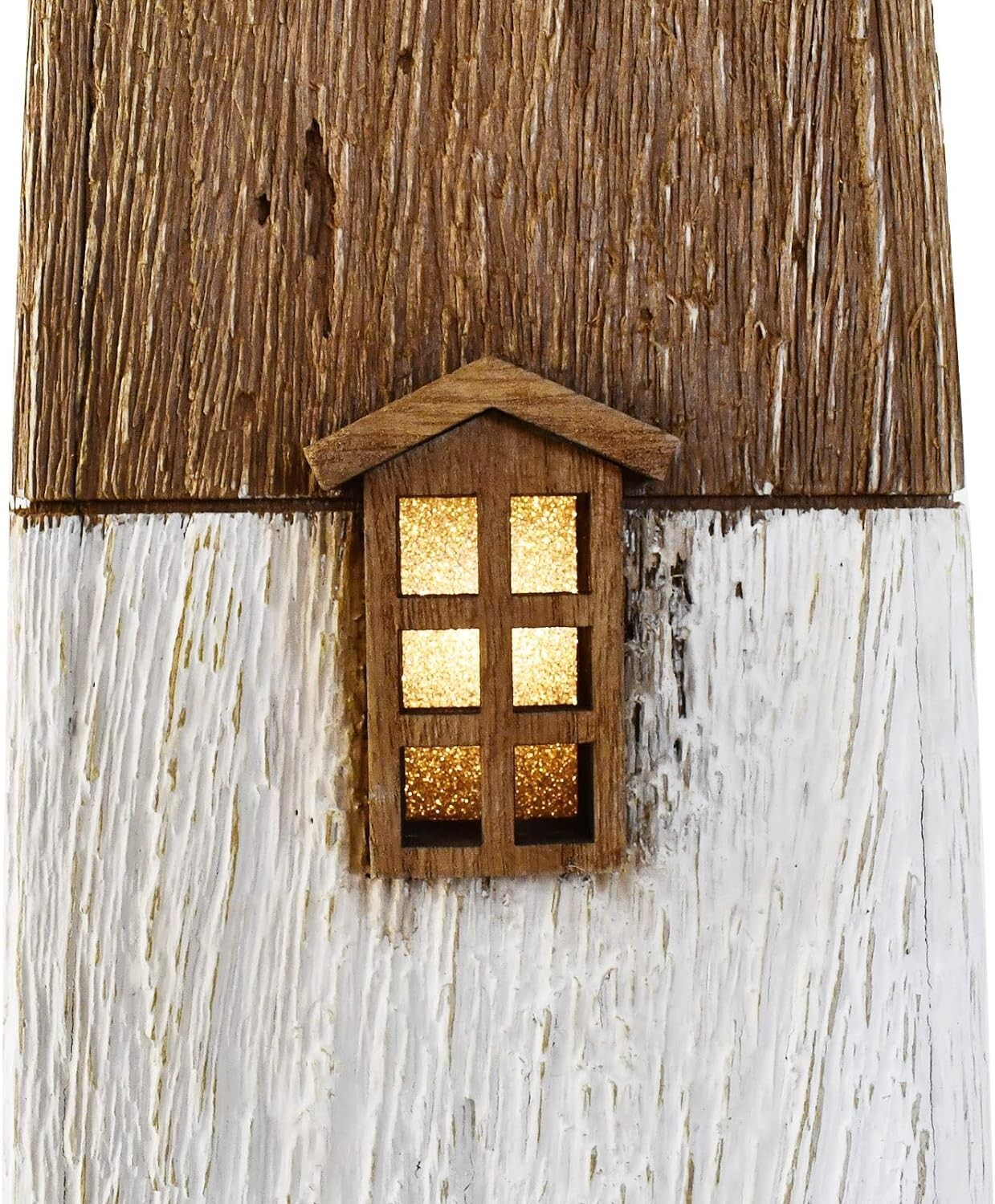 Wooden Lighthouse with Lights Nautical Tabletop Figurine (Brown)