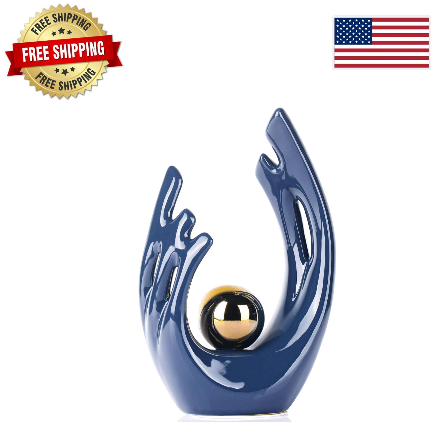 Modern Blue Tabletop Art Statue – Compact Decorative Sculpture for Any Space