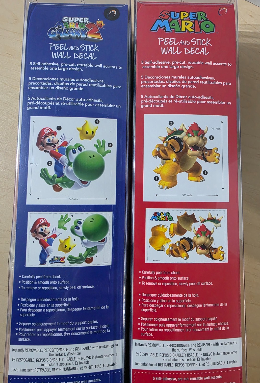 Rare Official Nintendo Super Mario Galaxy 2 Yoshi & Bowser Giant Wall Decal Sets