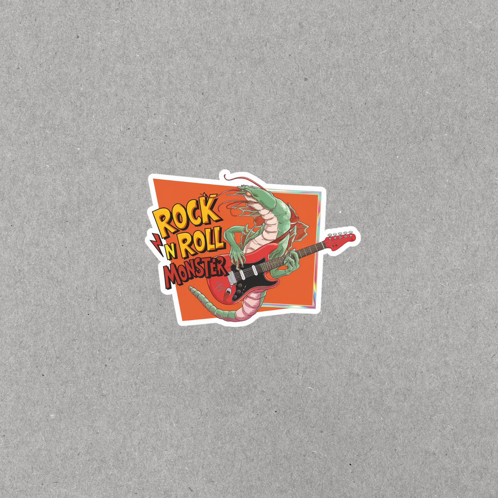 Rock N Roll Monster Guitar Sticker – Retro Cartoon Music Decal #4561