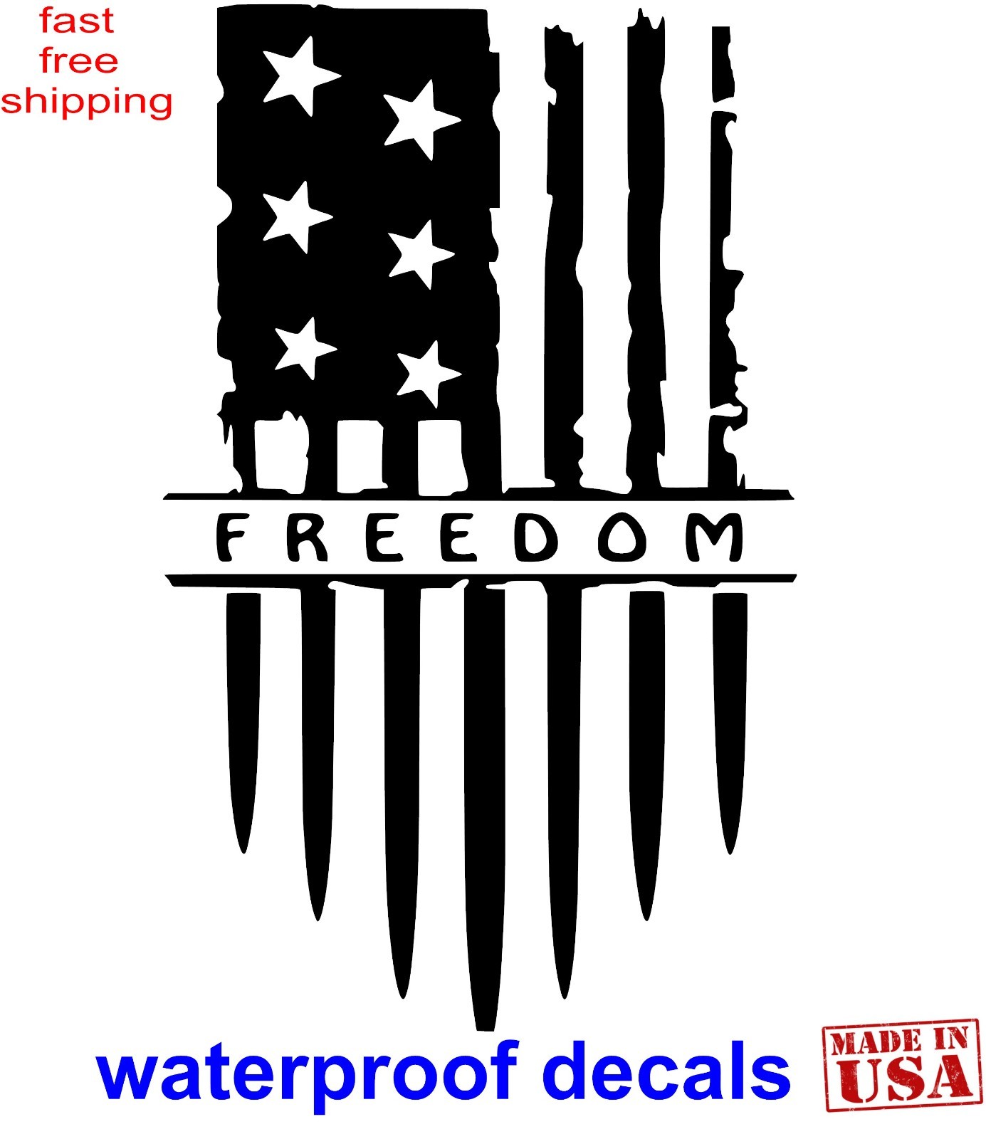 Die-cut freedom flag decal charlie kirk wtp weatherproof stickers usa patriotism
