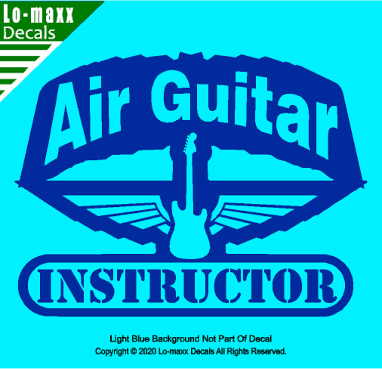 Air Guitar Instructor Rock & Roll Winged Electric Guitar Die Cut Vinyl Decal