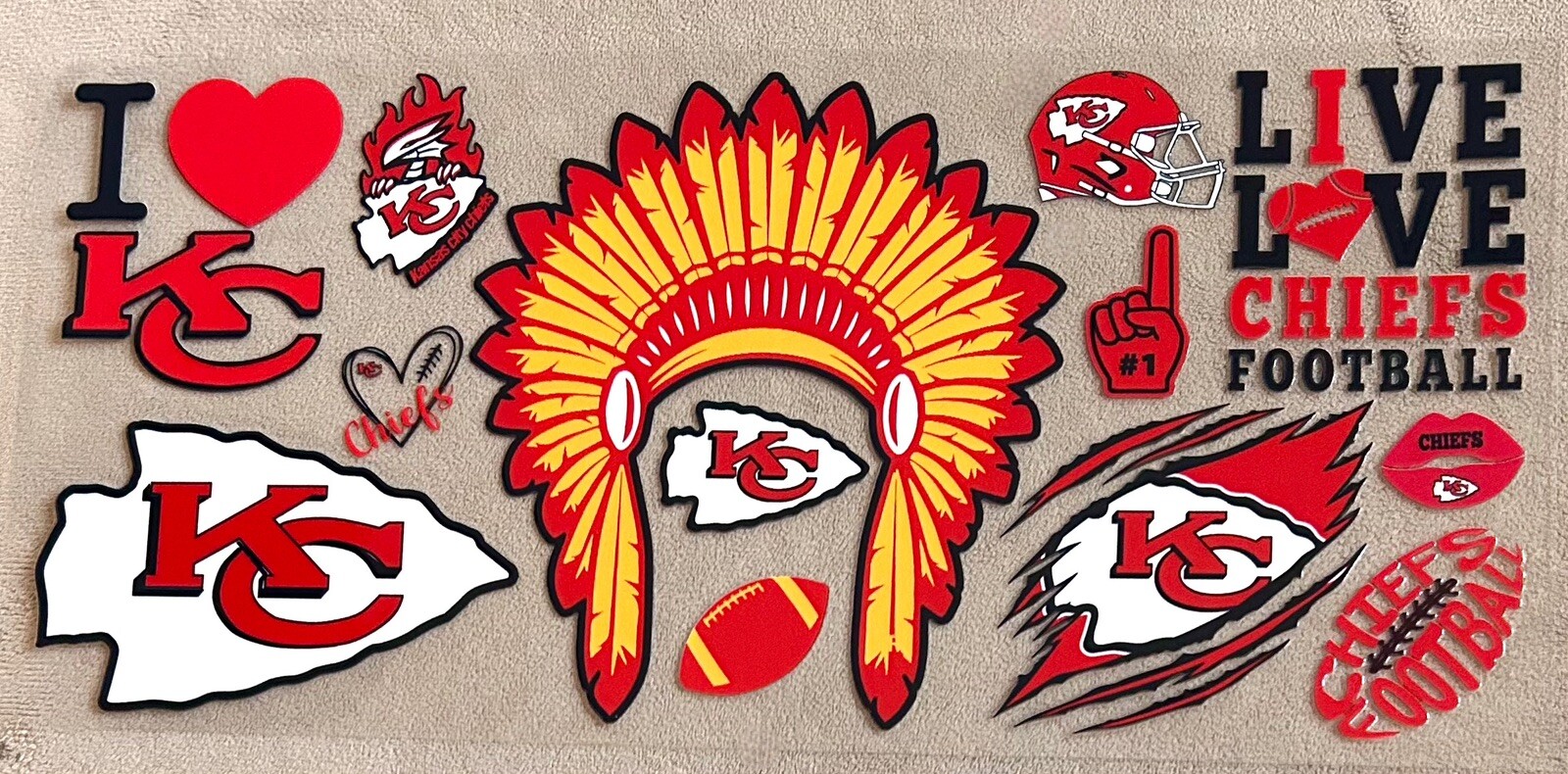Kansas City Chiefs UV DTF Transfer Sticker Cup Wrap DIY Glasses Bottles Cups