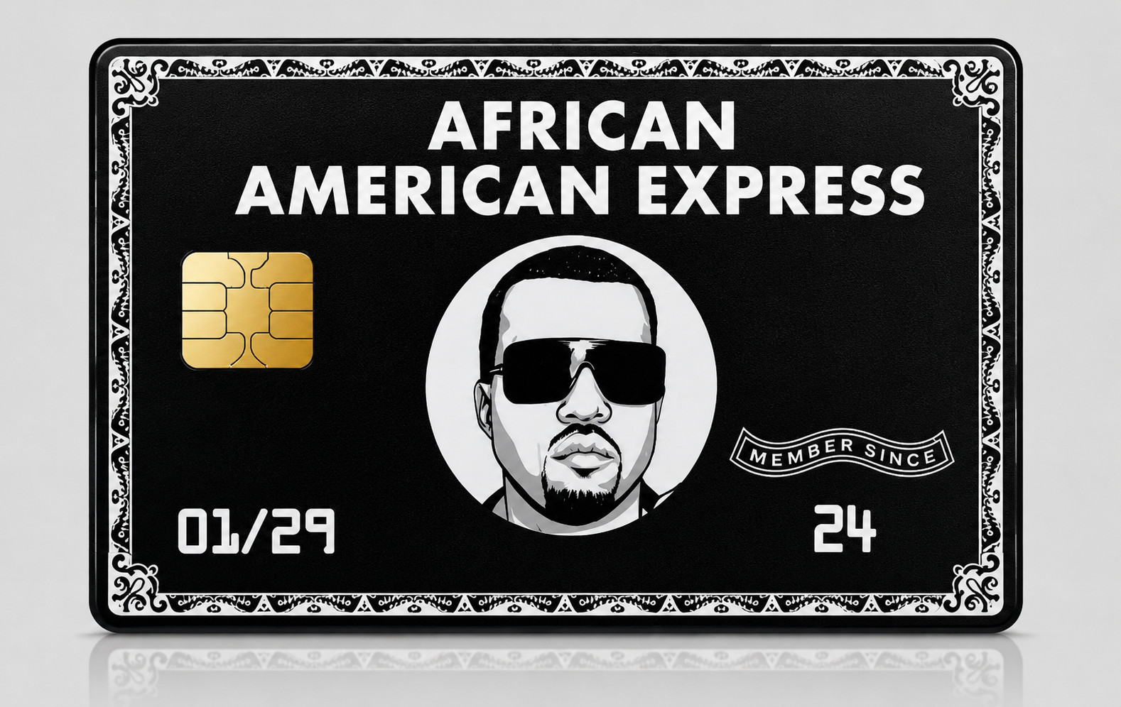Funny African American Express B&W Debit Card Credit Card Skin Vinyl Sticker