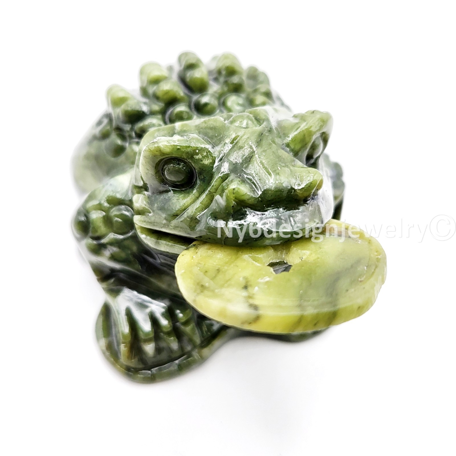 Feng Shui Money Frog Jade Statue – Three Legged Toad of Wealth, Lucky Money Frog