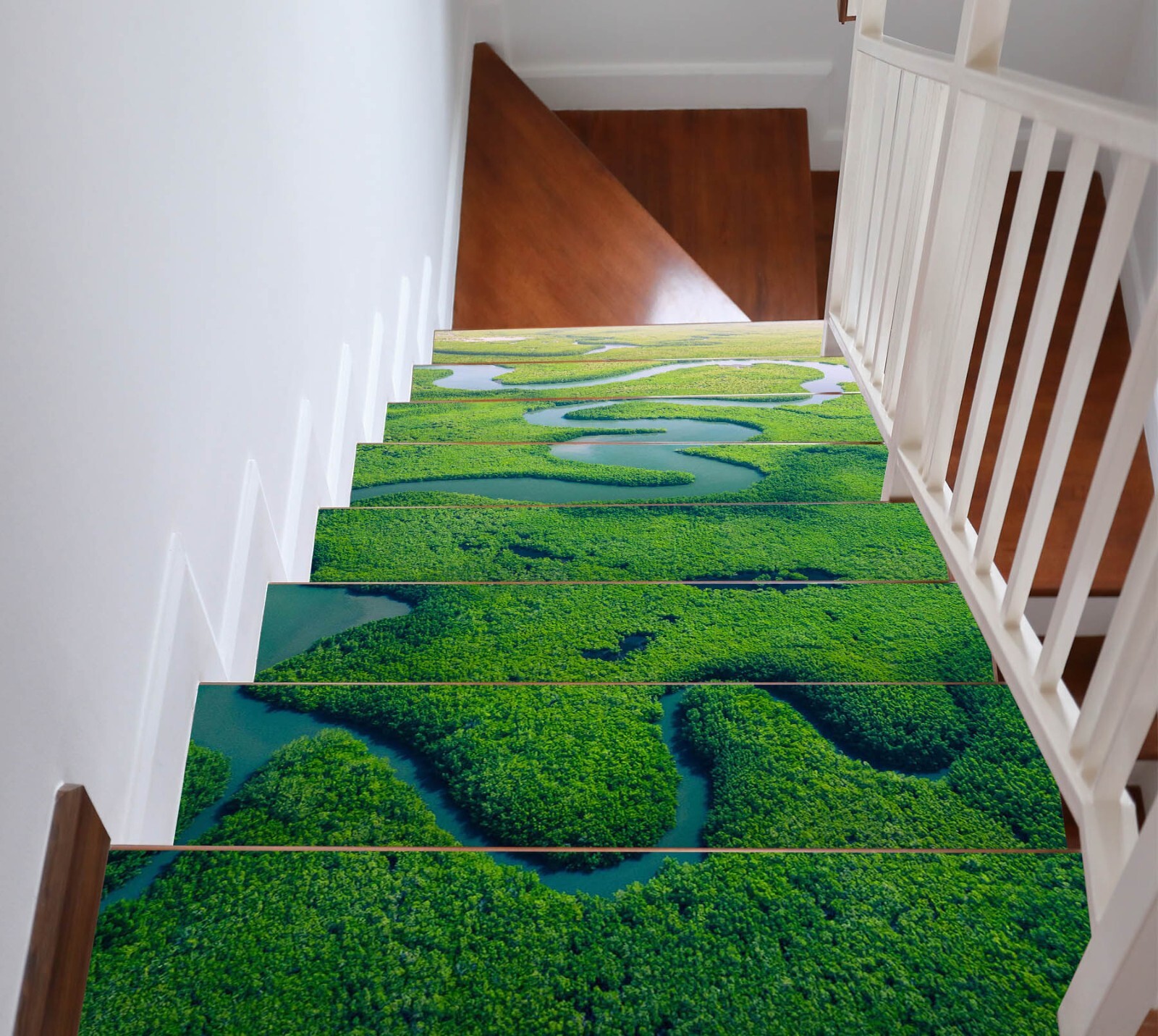 3D Green Landscape W83 Stairs Risers Decoration Photo Mural Vinyl Wallpaper Vera