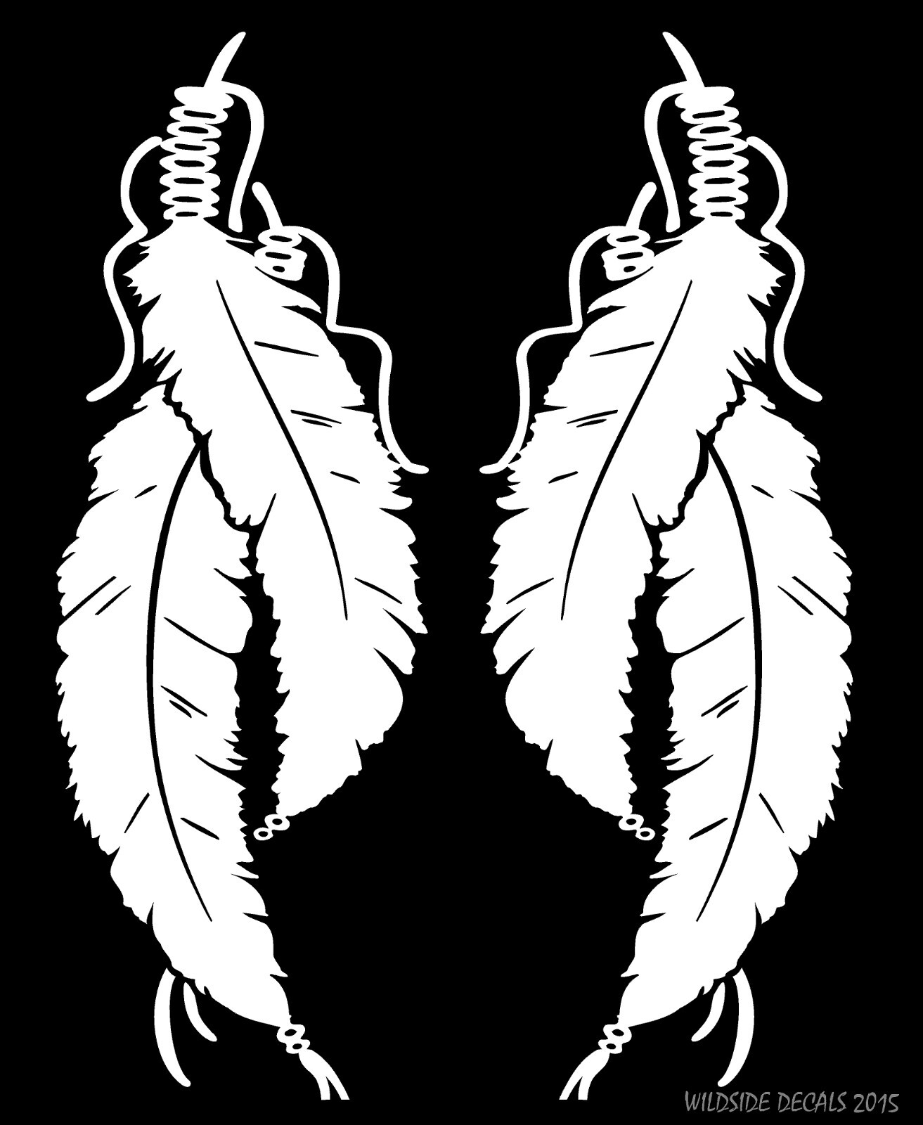 Native American Feathers Decals Detailed mirrored image decal vinyl sticker