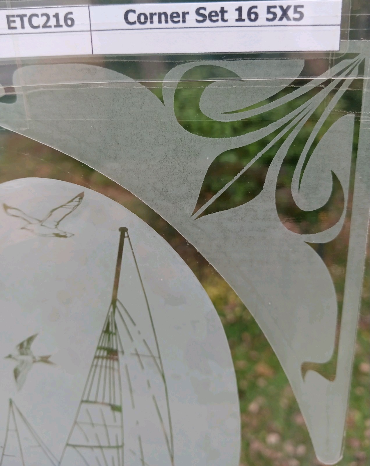 CORNER SET #16 Etched Look Cling 5"X5" Corners Removable& Reusable 216