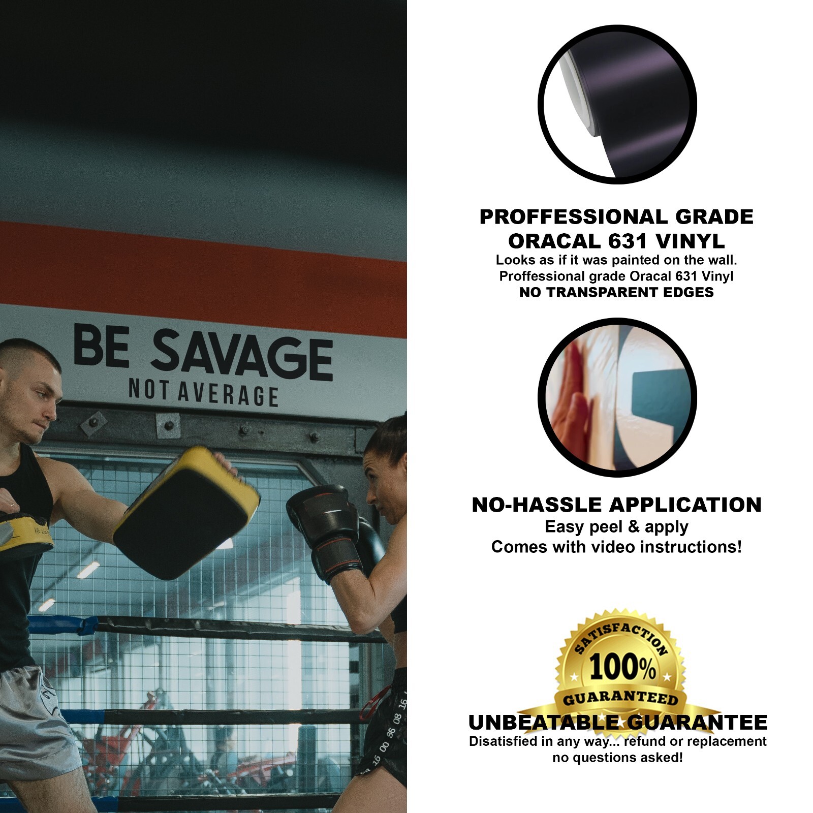 Be Savage Not Average Motivational Wall Decal Sticker Quote for Home Gym Office