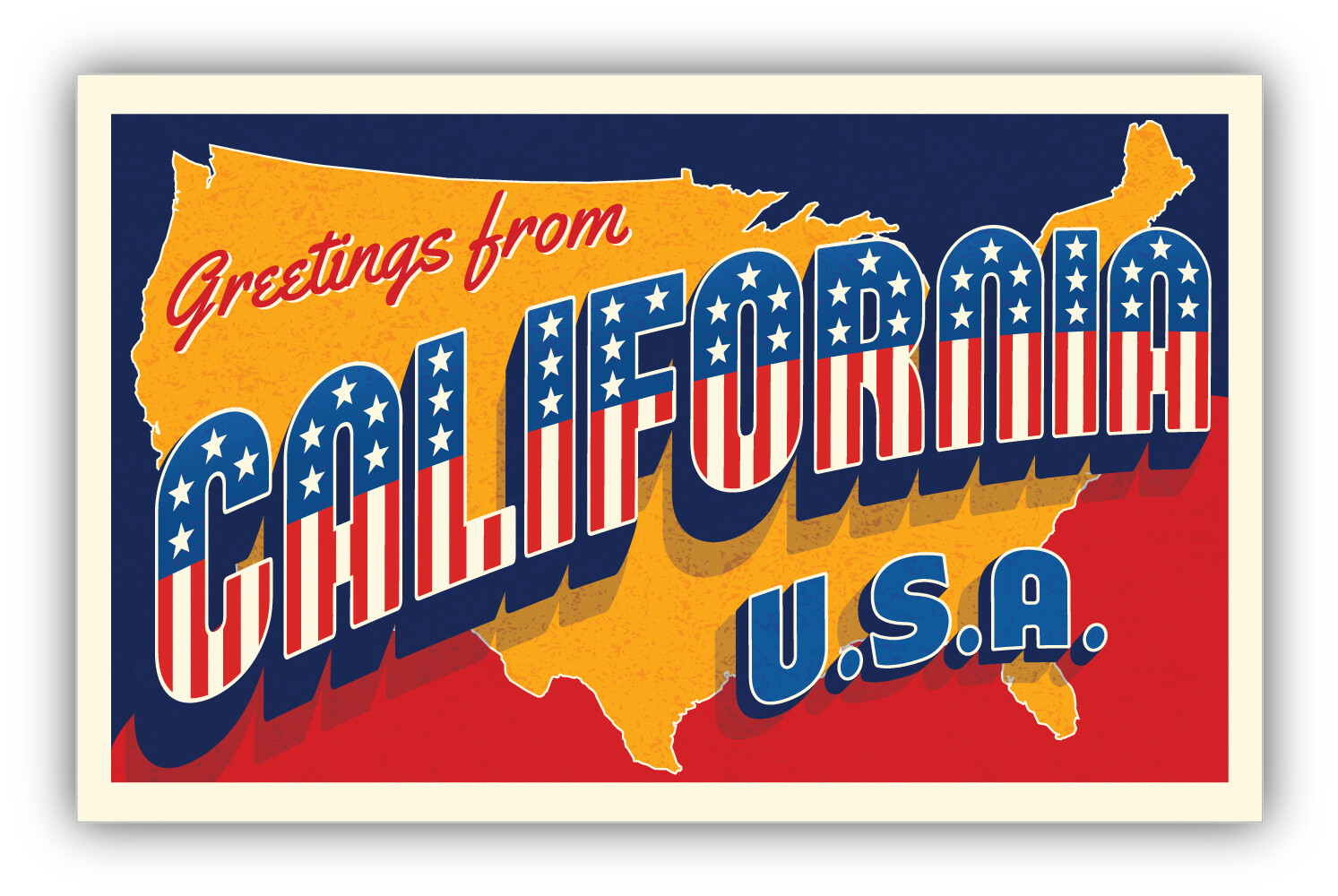 California USA State Vintage Greetings Vinyl Sticker Bumper Decal