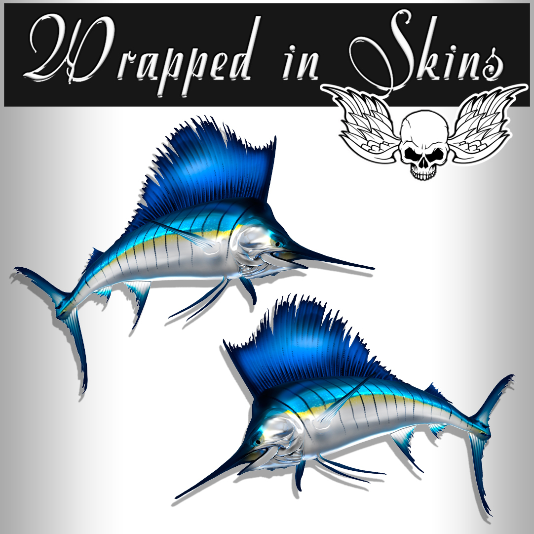 Sailfish Decals Fish Stickers Tackle Box Fishing Stickers RV Decals AFP-0059