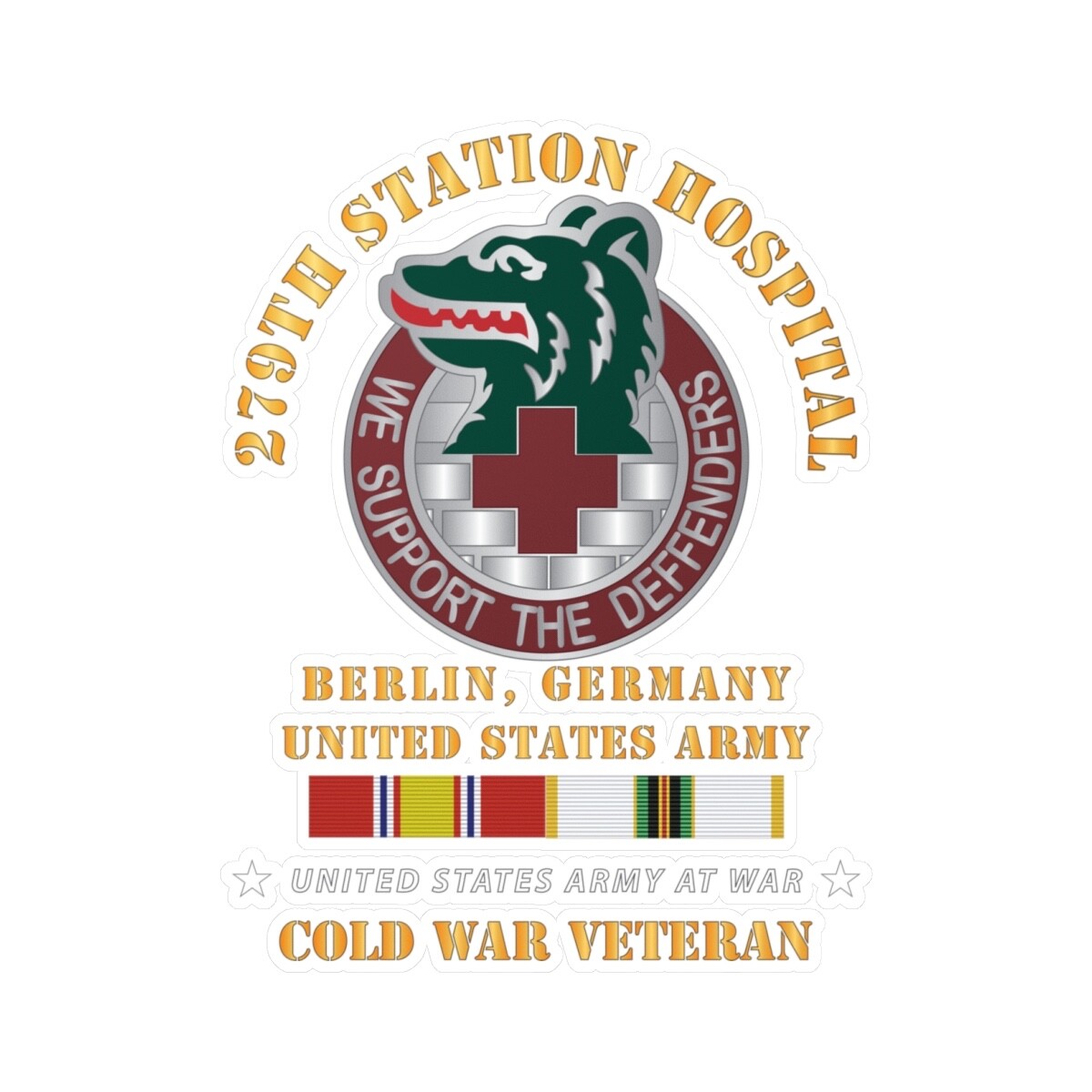 Kiss-Cut Vinyl Decals – Army – 279th Station Hospital – Berlin, Germany w COLD S