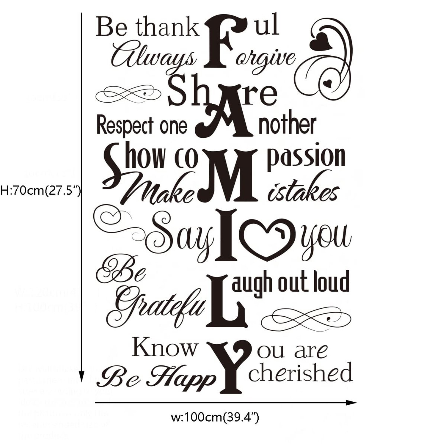 Runtoo Family Saying Wall Art Stickers Inspirational Quotes Wall Decals Livin…