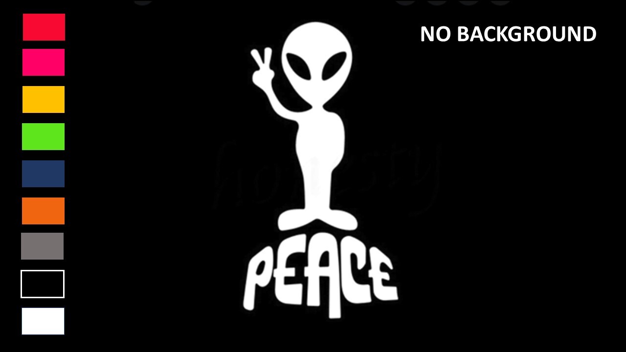 ALIEN, ET, PEACE SIGN, Decal Stickers for Cars, Windows, Laptops, Wall, Tablets.