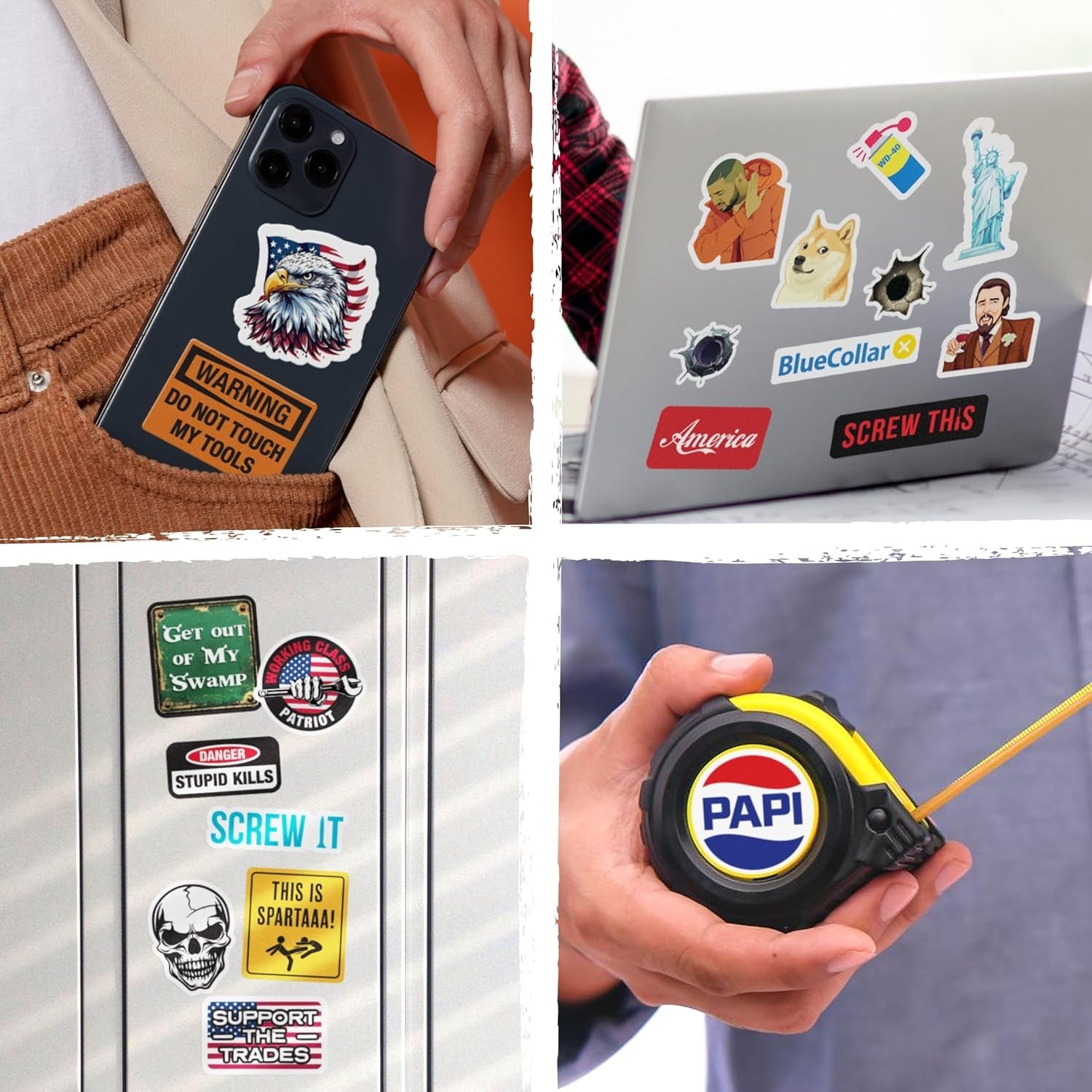 175PCS Funny Hard Hat Stickers Waterproof Vinyl Decals Helmet Toolbox