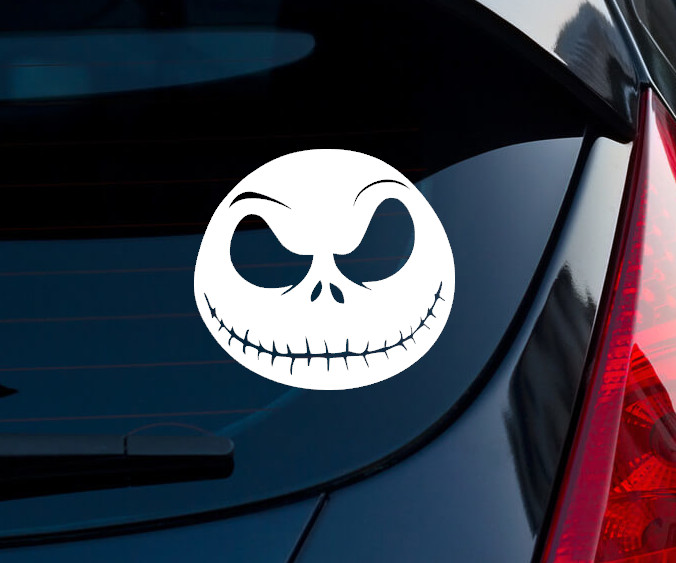 Jack Skellington Indoor/Outdoor Matte White Vinyl Decal 3"x2.8"