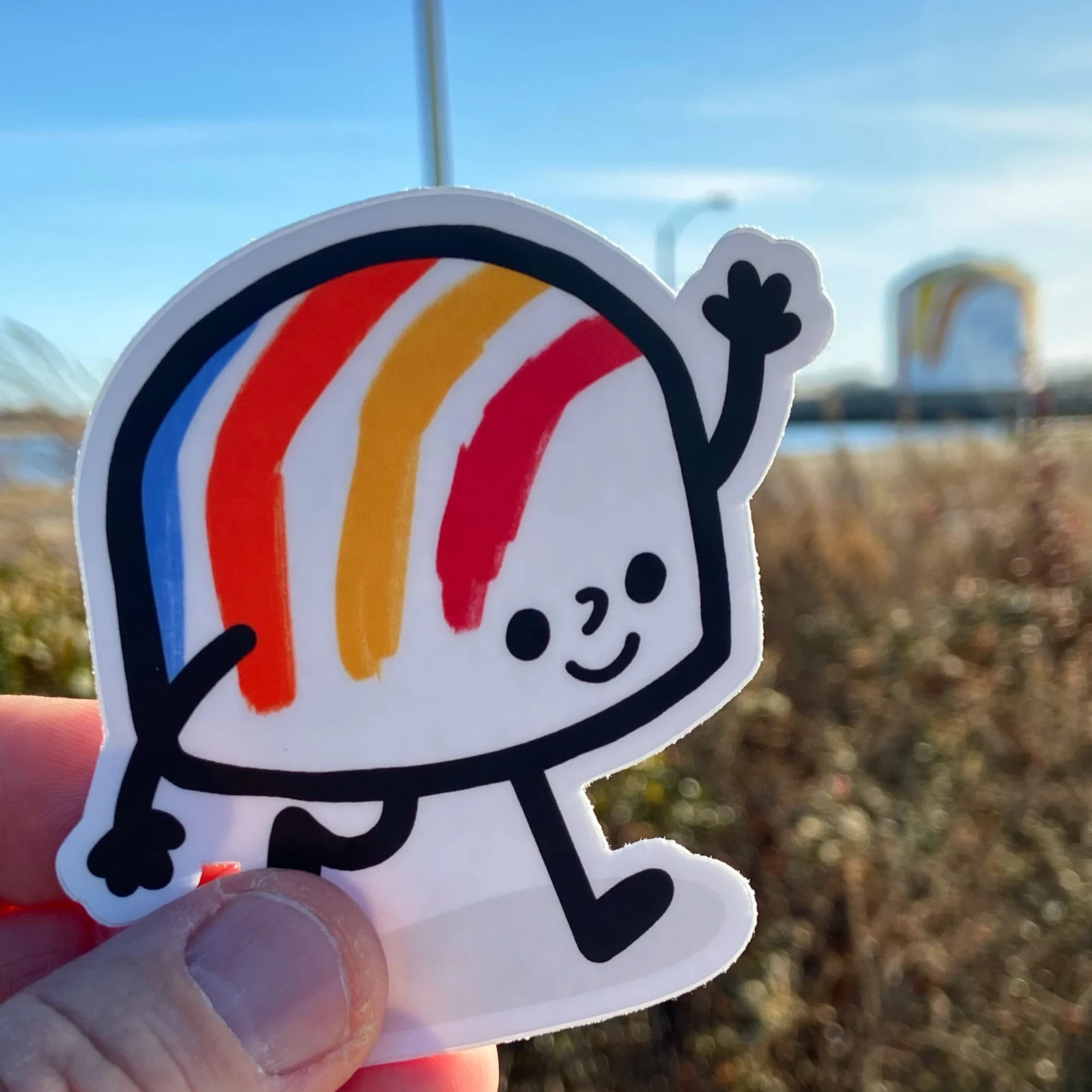 Dorchester Gas Tank sticker in Boston – Sister Corita Kent's Rainbow Swash