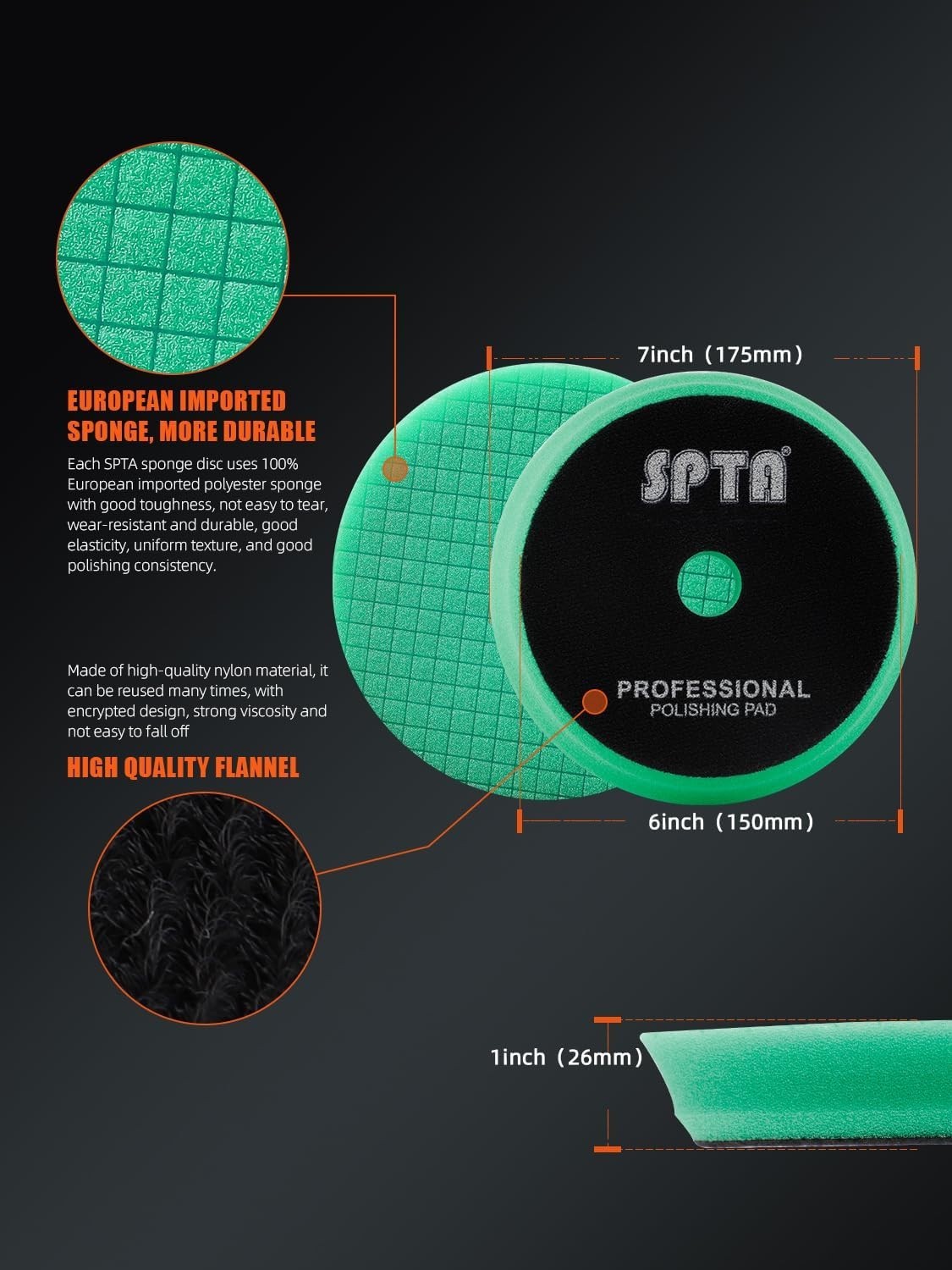 10 Pcs 6 inch Detailing Set with Buffing Polishing Pads 1-16 2-16 SPTA Finish