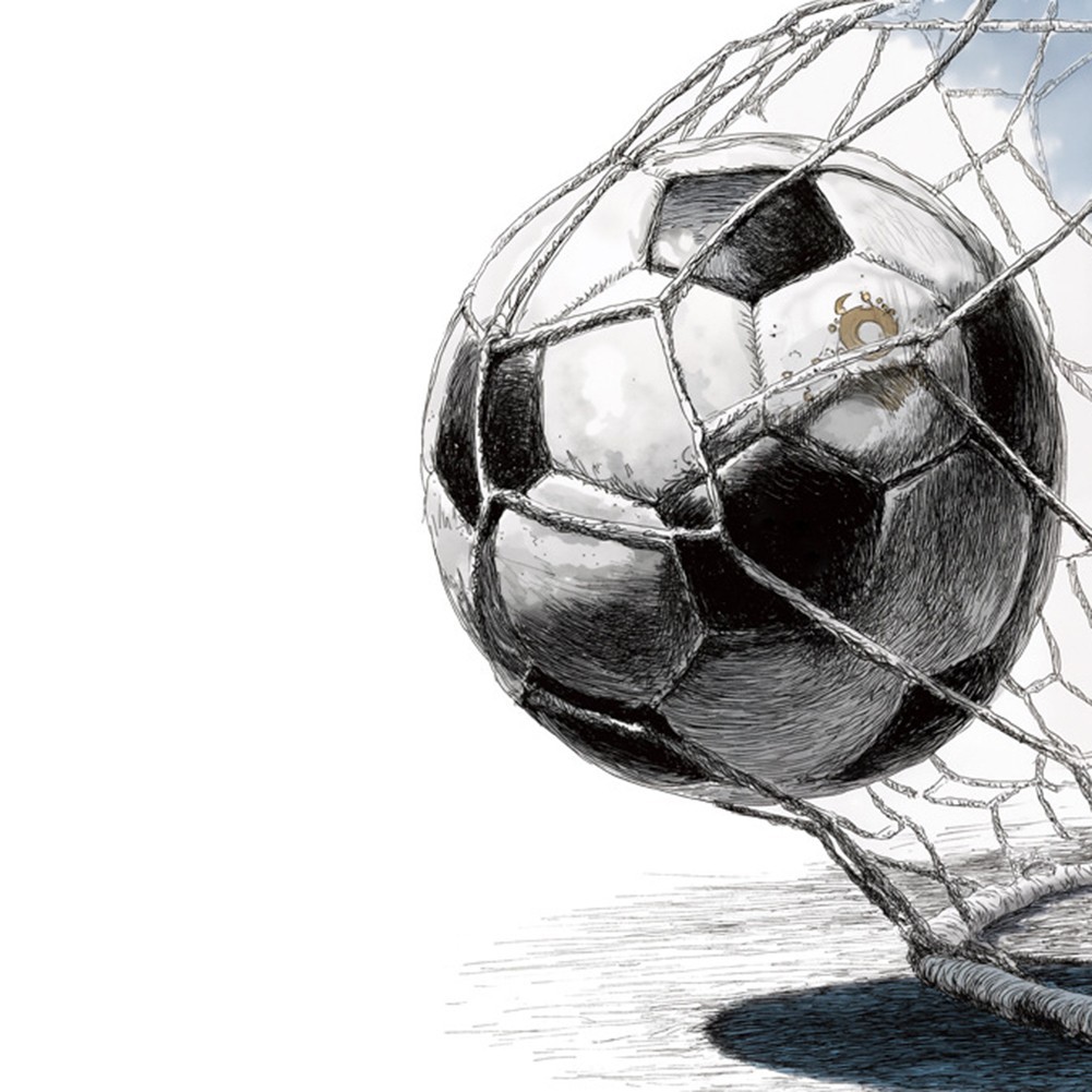 Soccer Ball Hitting Net Sketch Wall Art Print Thick Fade Resistant Ink