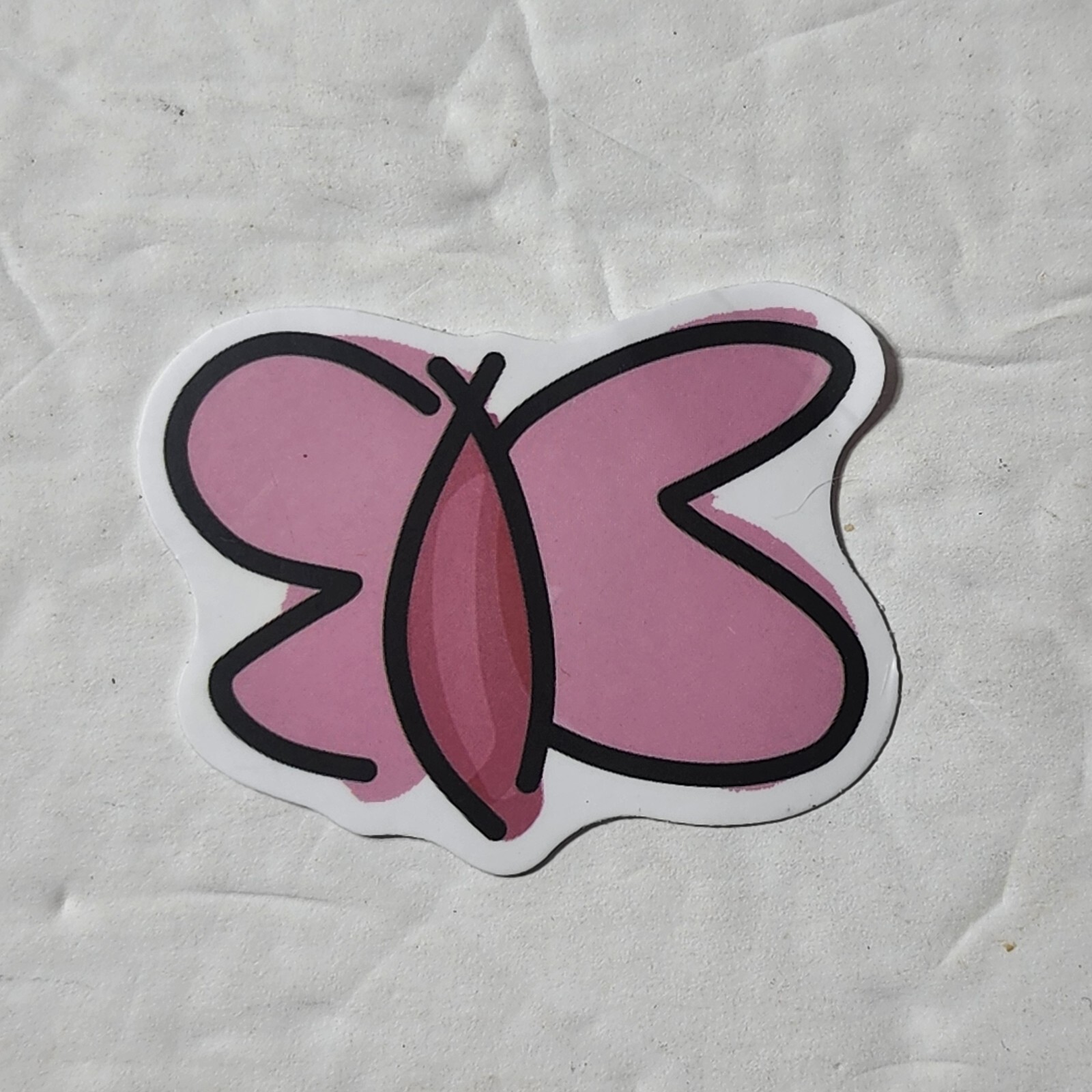 pink Butterfly black trim Sticker New 2" x 1.5"