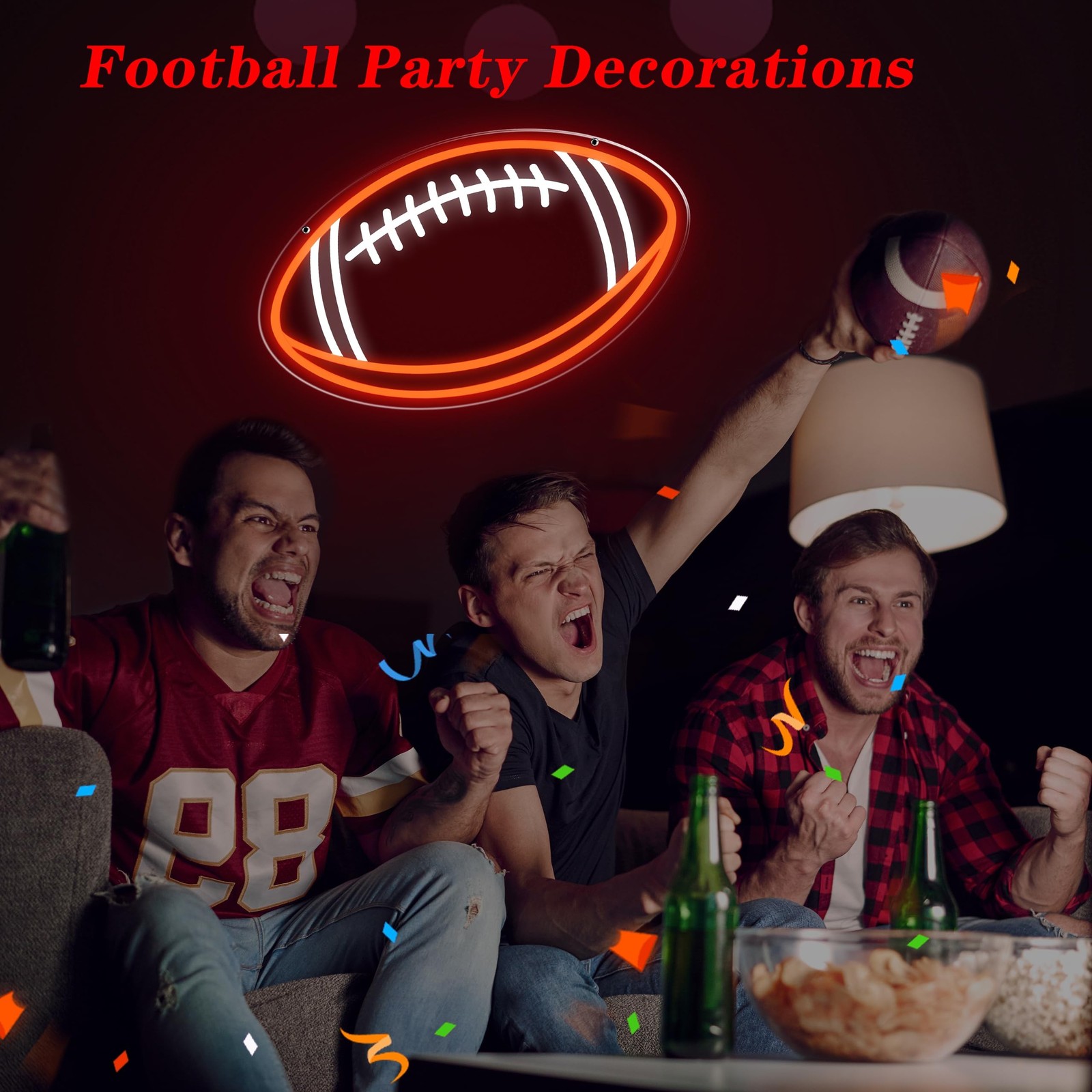 Football Neon Sign, Football Decorations for Party, Football Gifts for Boys B…