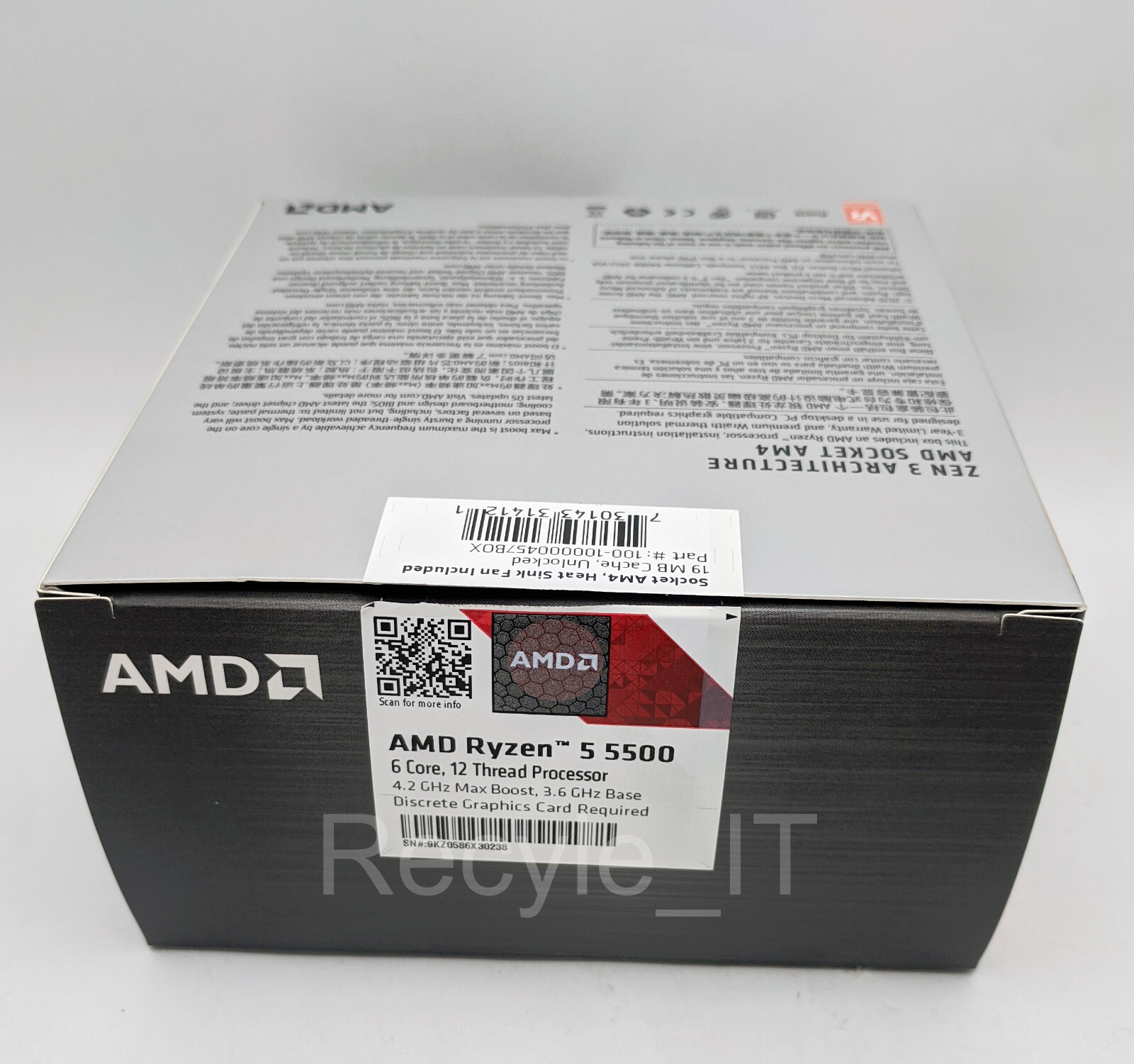 NEW Box ONLY-NO CPU Genuine AMD RYZEN 5 5500 6-Core CPU Retail Product