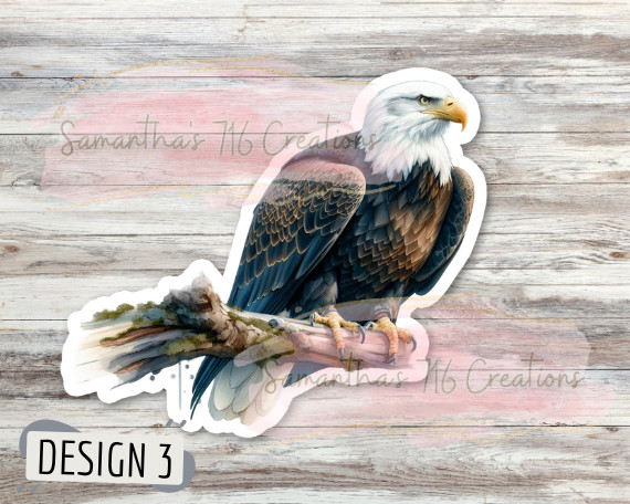 American Bald Eagle Vinyl Stickers 3" For Laptops, Indoor, Water Resistant