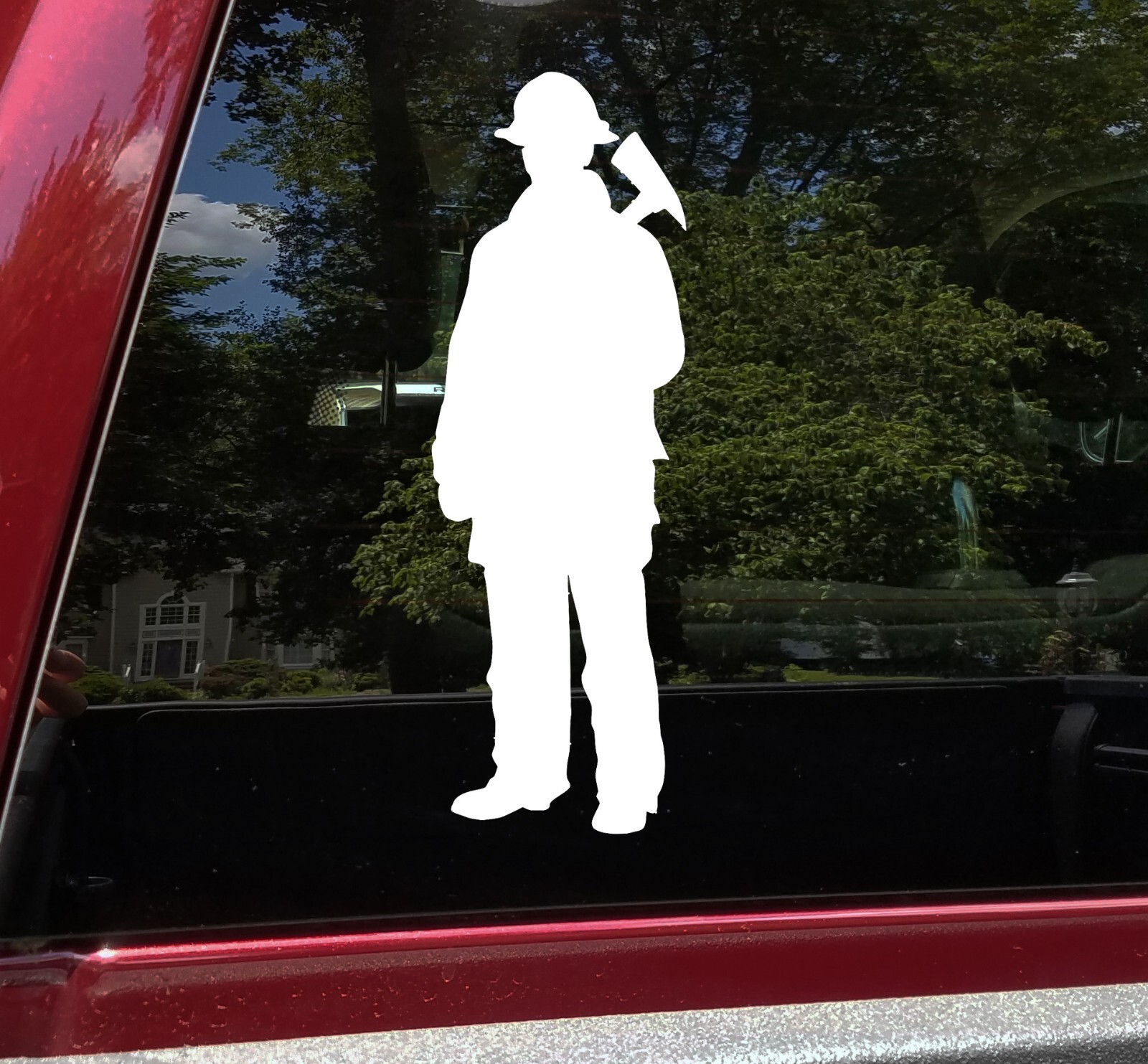 Firefighter Vinyl Decal Axe Standing Fireman Firewoman FD VFD Die Cut Sticker