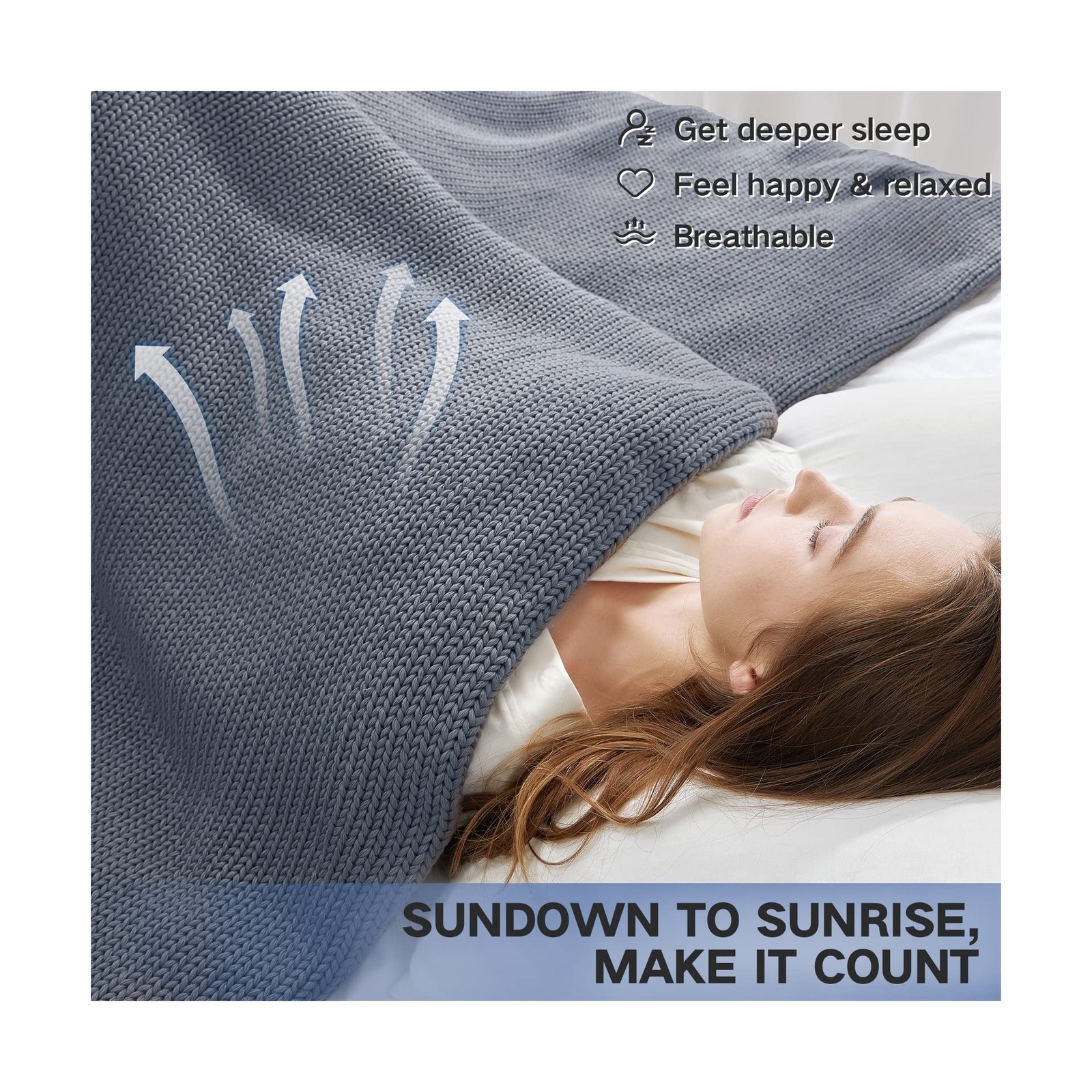 Guohaoi Knitted Weighted Blanket for Adults (Light Grey 60"x80"… USA FAST SHIP