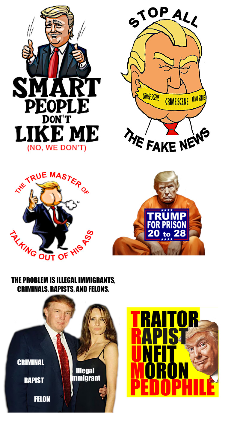 Donald Trump 6pc Vinyl Sticker Set, Kiss Cut, Durable, Waterproof, Anti-Trump