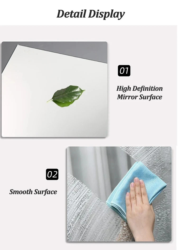 4 Pcs Non Glass Mirror Flexible Mirror Sheets Self-Adhesive Plastic Mirror Tiles