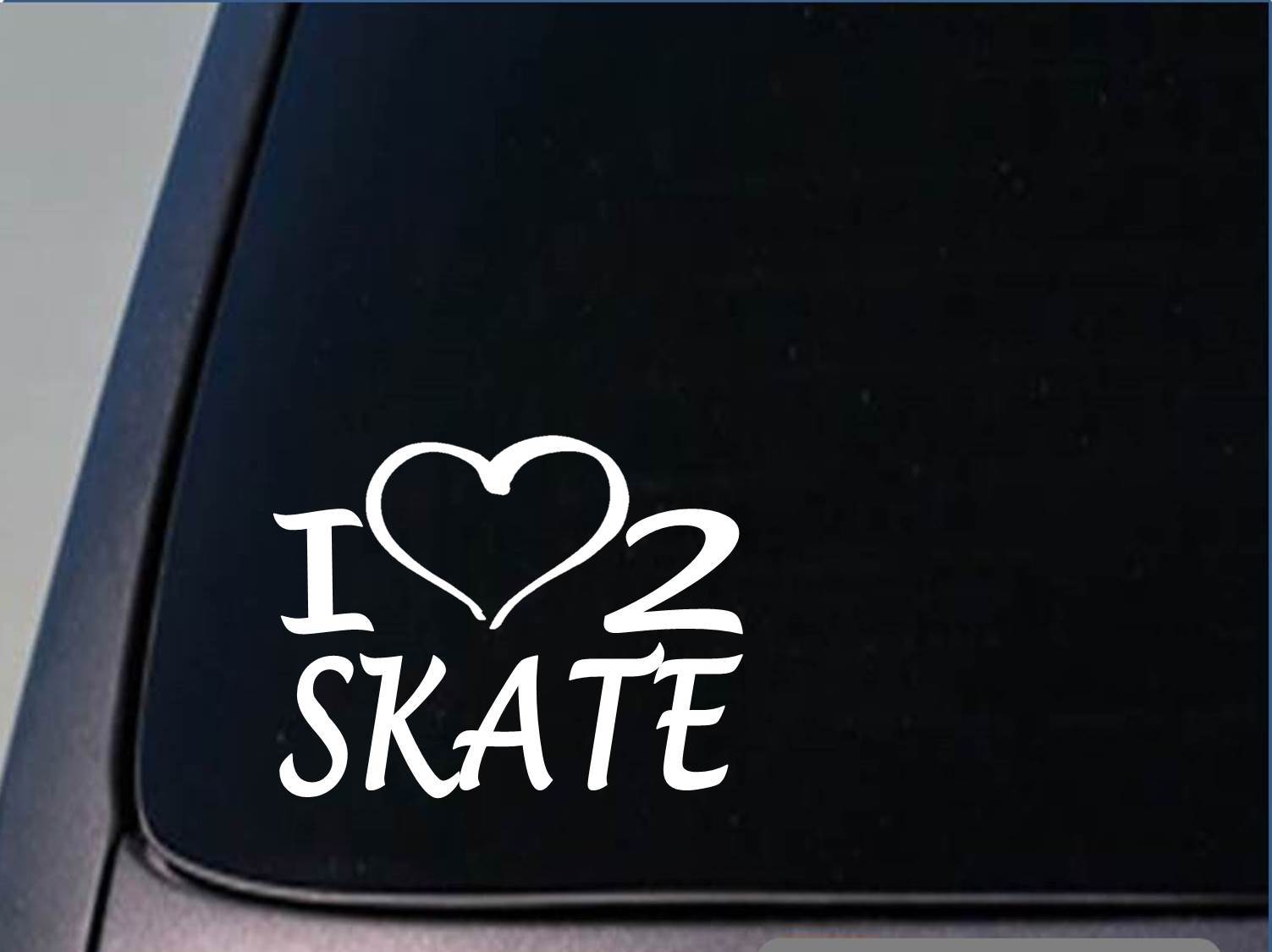 I heart to skate sticker *H233* 8 inch wide vinyl roller inline ice skating