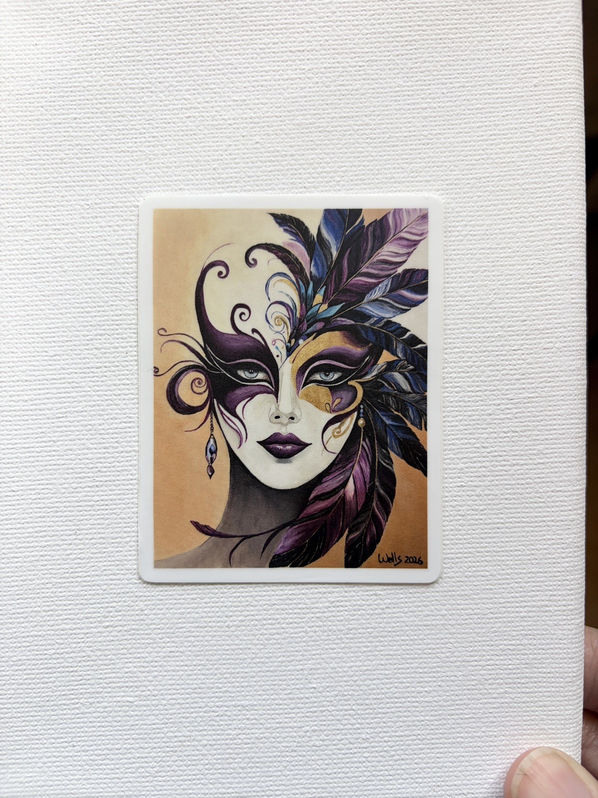 Sticker, set of 3, birds, mask, dragonfly