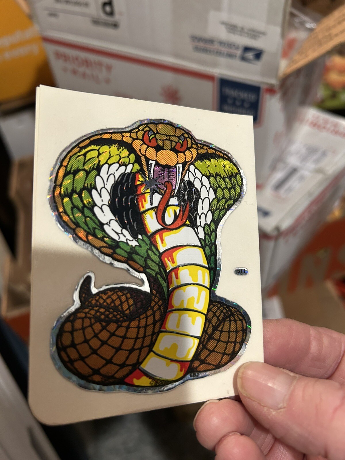 Original 1960’s/70’s Holographic Reflective Cobra Sticker Decal 4” X 3”