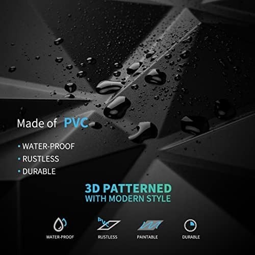 Decorative 3D Wall Panels in Diamond Design, 12"X12" Matt Black for Home and Off