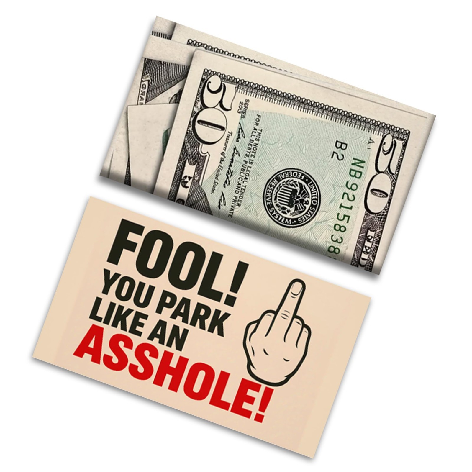 Funny Parking Prank Cards – "You Park Like an A*shole" – 50 Realistic Gag Gift N