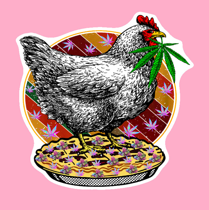 Vinyl Decal Chicken Pot Pie Weed Sticker Weatherproof UV Safe Added Layer