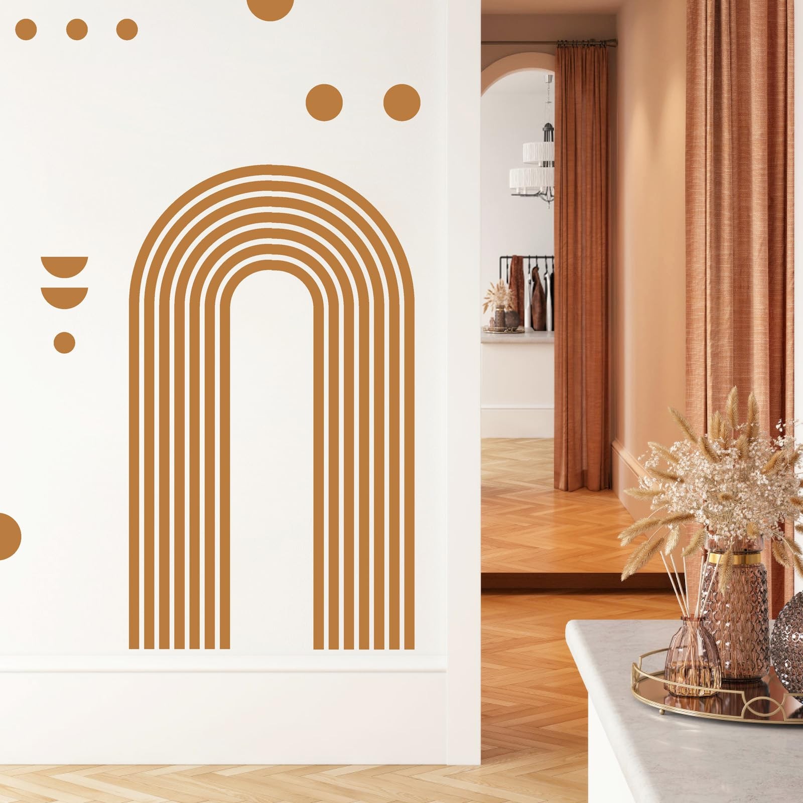 Brown Arch Wall Decal 2 Sheets Form Large Arch Peel and Stick Mid Century Mod…