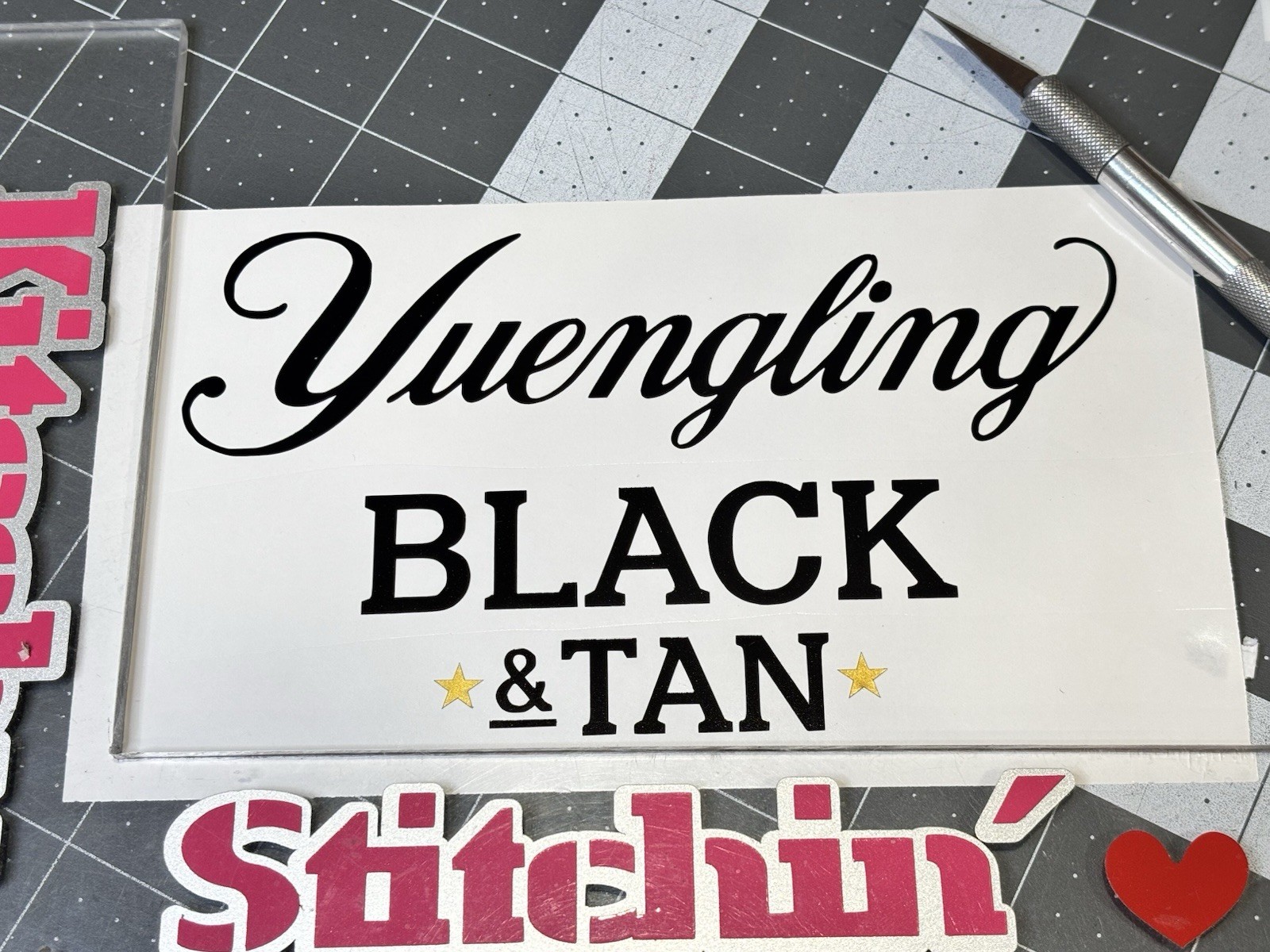 Yuengling Black & Tan Beer Die Cut Vinyl Decals Breweriana Cursive Text Logo