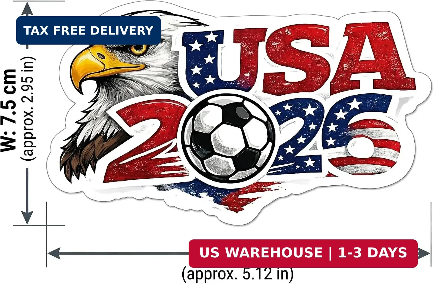 USA World Cup Car Decal 2026, Vinyl Waterproof Soccer Stickers, for Car, Window,