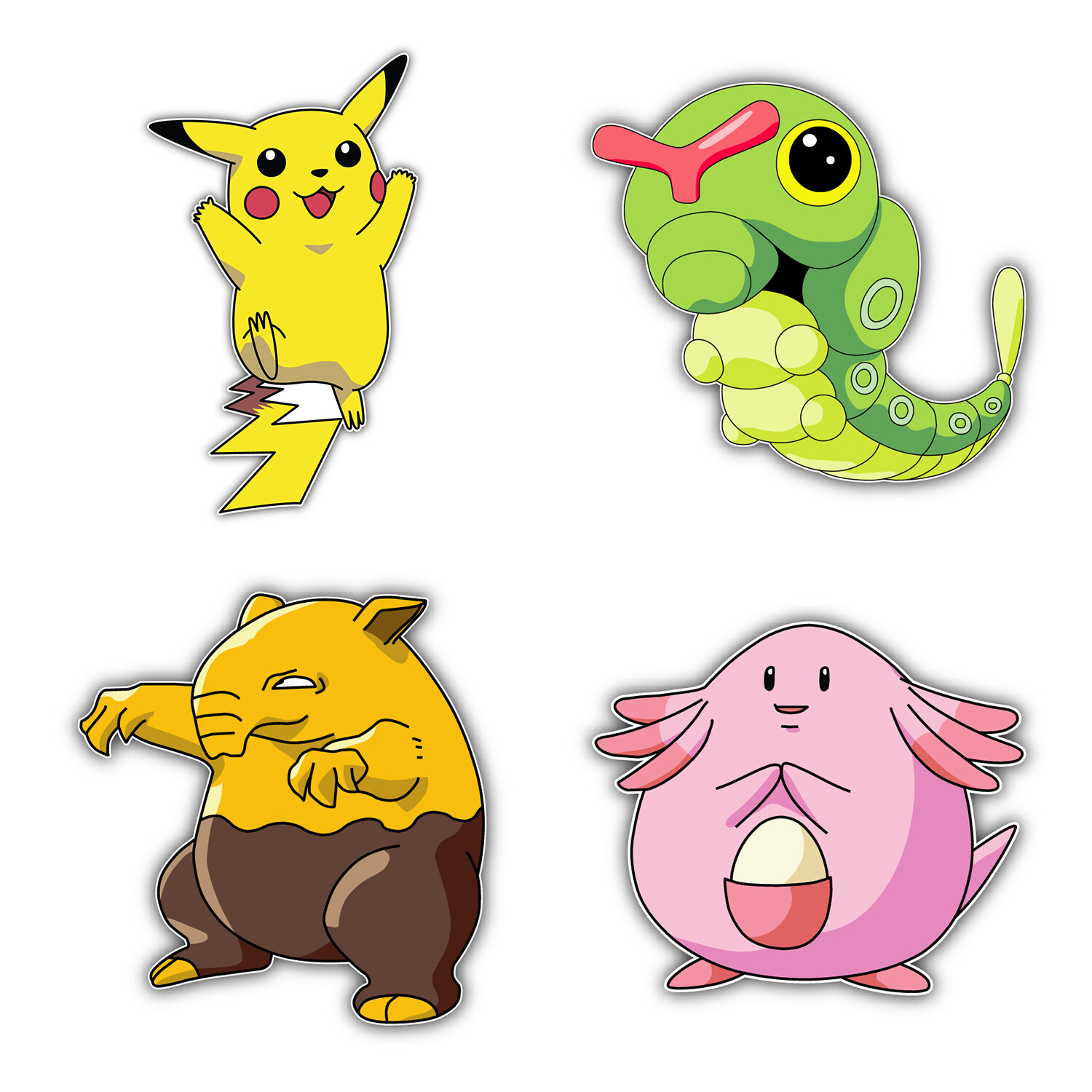 Pokemon Cartoon Set Of 4 Vinyl Sticker Decal – 5" longer side ID:2