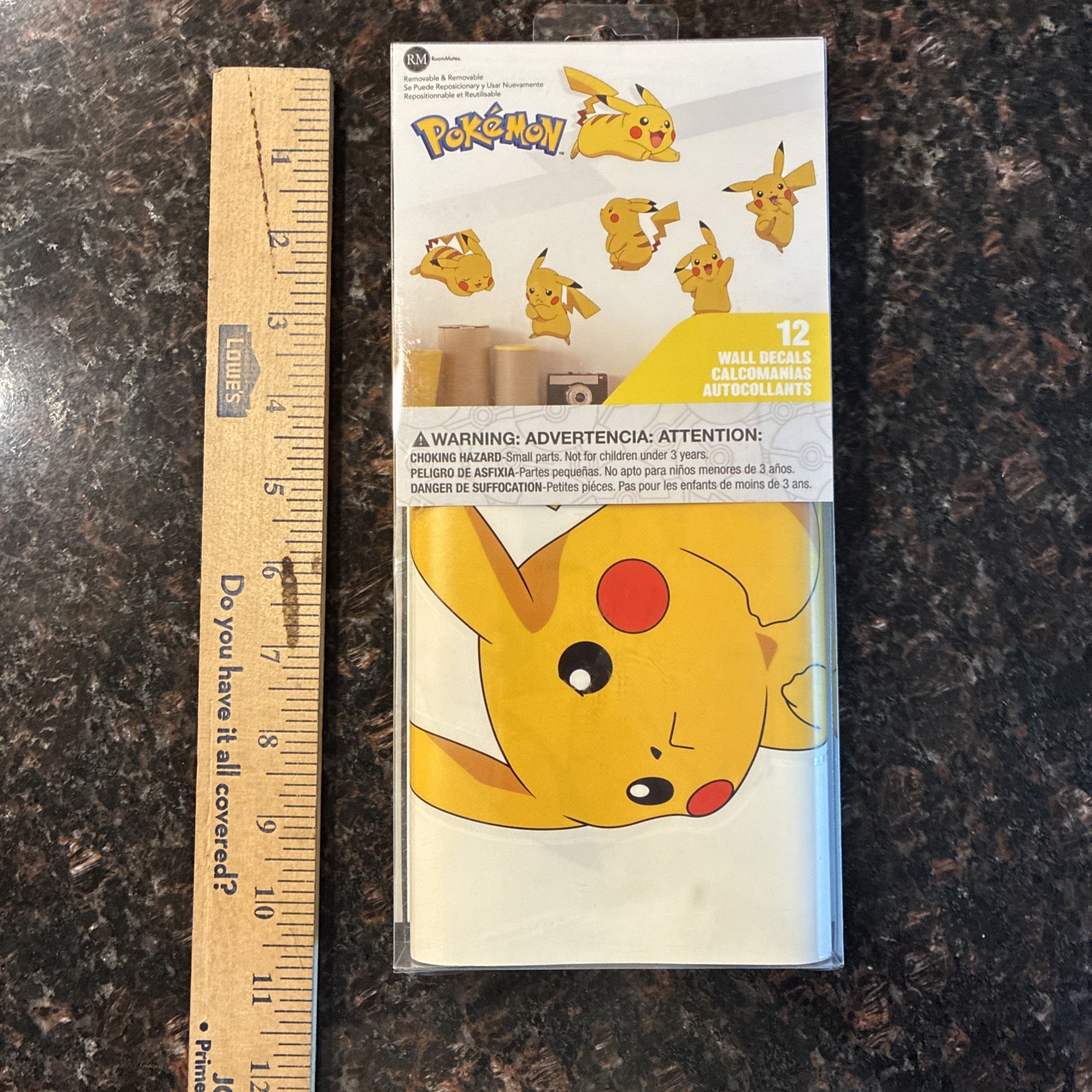 12pc Pokemon PIKACHU Removable & Repositionable Wall Decals! *New *Fast Shipping