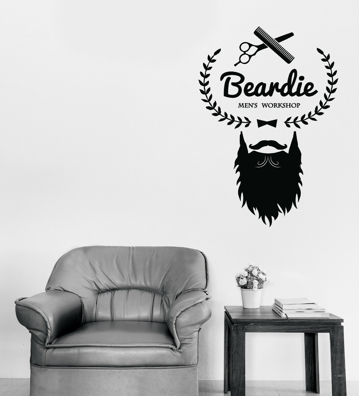 Vinyl Decal Wall Sticker Logo Barber Shop Moustache Haircut Shaves (n1569)
