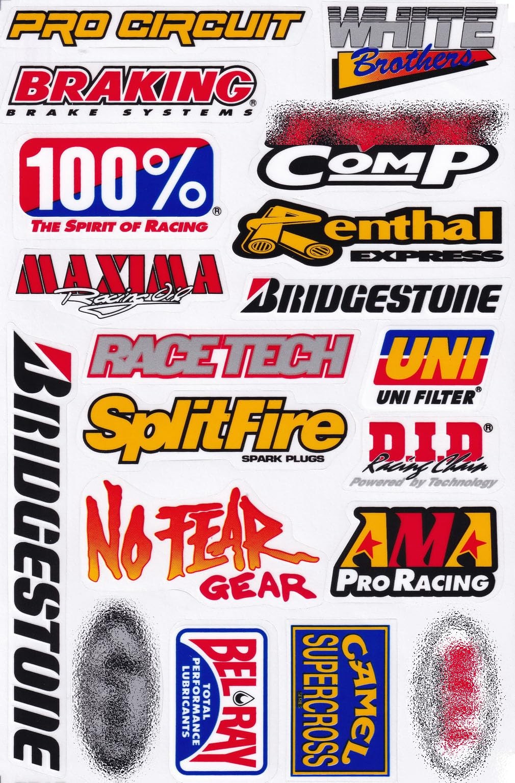 Set 6 Multicolor Racing Stickers Car Metal Plastic Glass Vinyl Waterproof