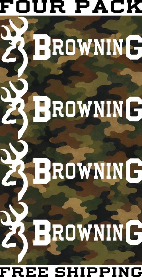 FOUR PACK BROWNING GUN FIREARMS LOGO DECALS STICKERS 2ND AMENDMENT FREE SHIPPING