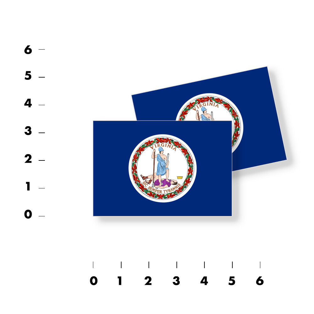 Virginia Flag Stickers Flag Decals Vinyl Indoor Outdoor Stickers Set of 4