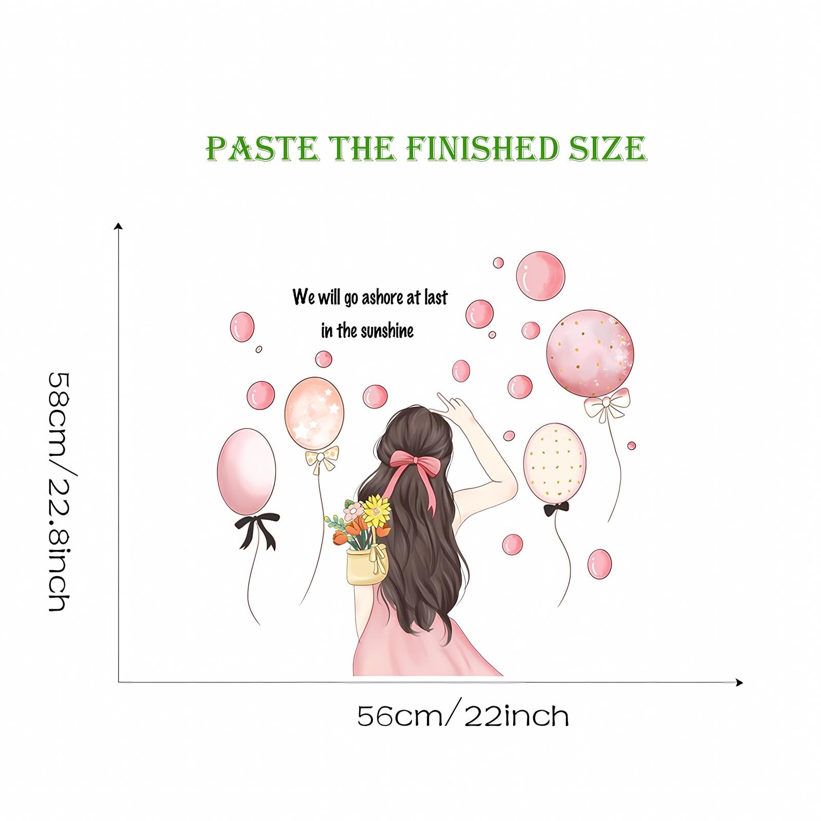 Lovely Pink Girl Balloon Wall Stickers, sacinora Inspirational Quotes Wall De…